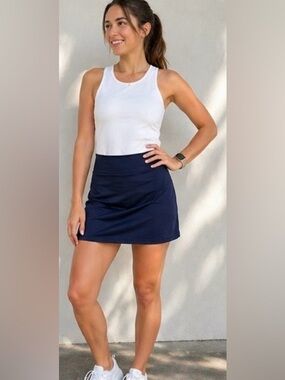 J. Crew Navy Blue Stretch Athletic Skirt with Built-in Shorts Size XS